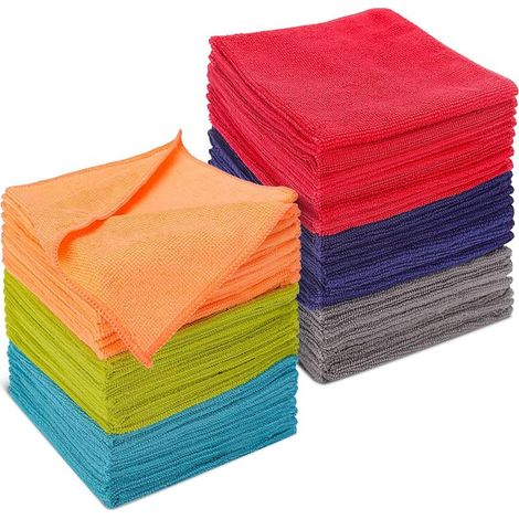 Lot de 60 Chiffons de Nettoyage en Microfibre 30 30cm, Lavette Super Absortante pour Cuisine, Voiture, Vitre, Serviette Dépoussiérage en Microfibre (1/5)