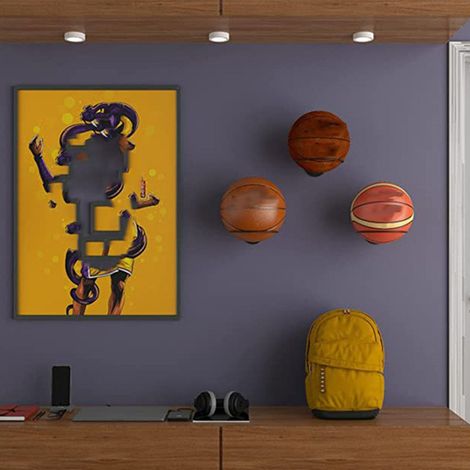 Porte-Ballon Murale - Support pour Basketball et Football - Rack de Stockage en Métal pour Espaces Optimisés - 150g - Complet avec Fixation (1/5)