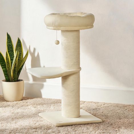 Arbre à chat beige en truciolato peluche 48,5 x 48,5 x 105 cm (1/5)