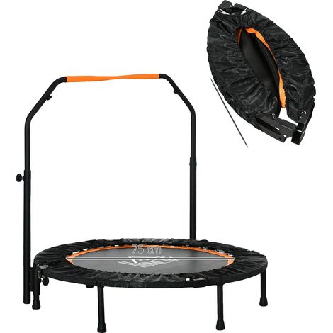 Cama elástica de fitness, manillar ajustable, diseño plegable, color negro. (1/2)