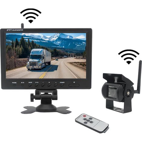 Camera de recul sans fil 2.4 GHz – Moniteur LCD 9 pouces – Étanche IP66 – Vision nocturne – Pour camion, bus, excavateur 12V-24V (1/5)