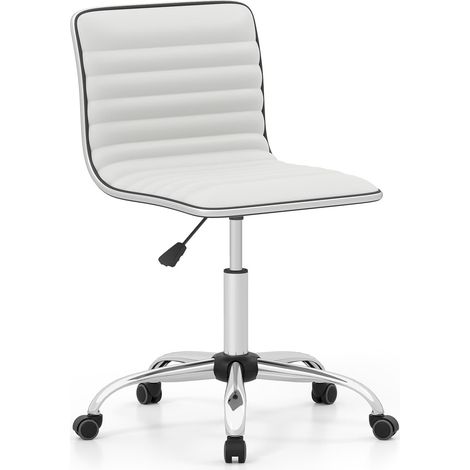COSTWAY Task Chair Adjustable Office Chair w/Swivel Seat & Wheels-White (1/5)