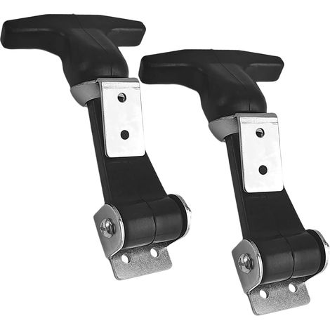 Attache Capot - Lot de 2 - Acier Inoxydable et Caoutchouc - Poignée en T Flexible - Pour Boîte à Outils et Véhicule - Noir (1/5)