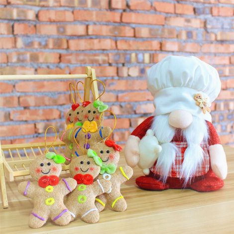 MINKUROW 7 Piezas 12 Cm Adorno Para Árbol De Navidad, 6 Adornos De Muñeco De Jengibre De Peluche Cabeza De Gnomo Adorno De Navidad Muñeca Sin Rostro, Colgante Tradicional De Muñeco De Jengibre De Navi (1/2)