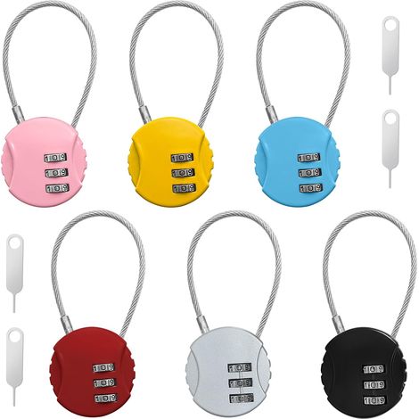 Lot de 6 Cadenas Valise,Petit Cadena,Cadenas à Code 3 Chiffres pour Valises Salles de Sport,Voyages,Casiers Scolaires (1/5)