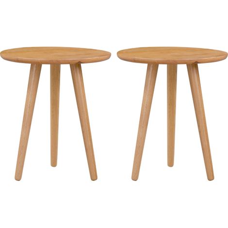 Hallowood Furniture Waverly Solid Oak Round Side Table Set of 2, Compact Wooden Bedside Lamp Table, Occasional Table, Plant Stand, Coffee Table, Small Table for Living Room, Hallway, Bedroom (1/5)