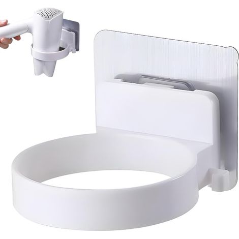Soporte redondo de plástico blanco autoadhesivo, no requiere perforación, para baño, dormitorio, peluquería u hotel.