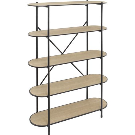 Atmosphera – Etagère arrondie 5 niveaux L100 x l34 x H150 cm – MDF et fer – Design industriel moderne – À monter soi-même (1/7)