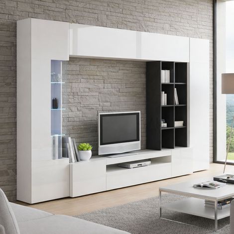 Estantería Modular Igor, 7 Estantes, Hecho en Italia, 40x290x192h cm Blanco Brillante (1/5)