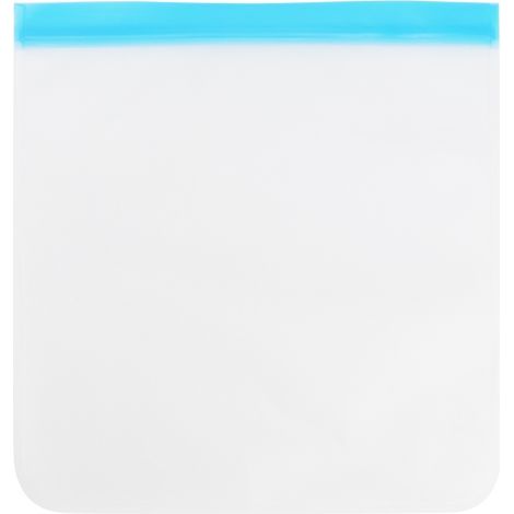 Sac de conservation alimentaire PEVA givré translucide, sachet hermétique pour fruits et légumes, usage cuisine maison, bleu uni, 28x27cm (1/5)