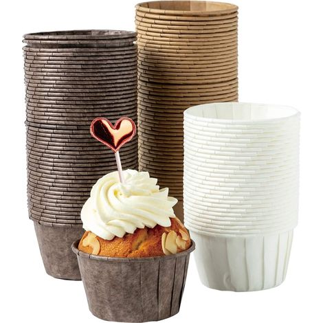Papier-Muffinförmchen, 300 Mini-Einweg-Muffinformen für Hochzeiten, Geburtstage und Partys. Erhältlich in Weiß, Kunstleder und Braun. (1/5)