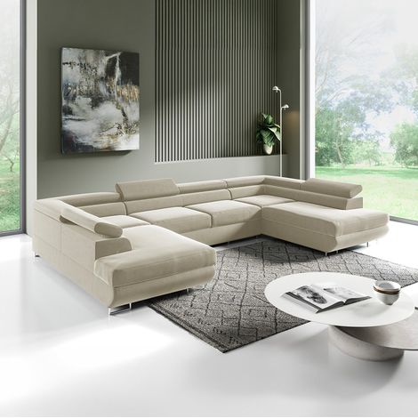 Canapé en U 5 places convertible avec coffre Lyam Beige (1/5)