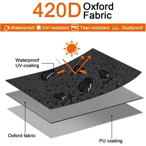 WOLTU Abdeckung für Gartenmöbel, Schutzhülle mit Zugband 420D Oxford-Gewebe, wasserabweisend winddicht Anti-UV, Schwerlast Abdeckplane für Gartentische Sitzgruppe, 130x130x75 cm Schwarz