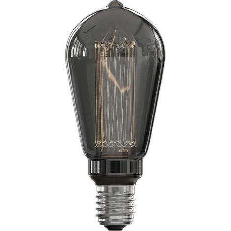 Ampoule LED E27 - CALEX - FIBRE DE VERRE RUSTIQUE ST64 - 3,5 W - 40 lm - 2000 K - Dimmable - Titane (1/3)