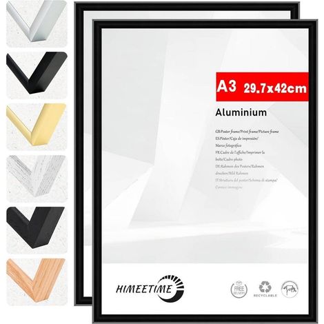 Bilderrahmen A3 29,7x42 cm Schwarz Alu Schwarz A3(29,7x42cm) 2x (1/5)