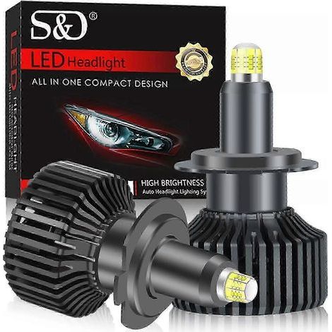 Ampoule de phare LED H7 Canbus 40 000 lm, 360° 3D, 8 faces, 6 500 K, 12 V, compatible avec divers modèles de voitures (1/4)