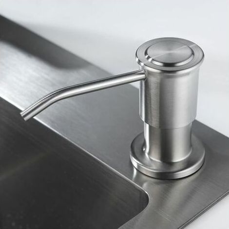 VURAHOME - Distributeur de Savon Encastrable, Distributeur Savon Evier Cuisine Acier Inoxydable, Distributeur Savon Integre avec Bouteille 500ML et Ensemble de rallonge de 1,0 m, Recharge du Haut (1/5)