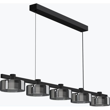 Mai & Mai Pendelleuchte 59cm LED Hängelampe Rund 5 Flammig 3000K/4000K/6000K Verstellbares Kabel Schwarz Hängeleuchte für Esszimmer Wohnzimmer Schlafzimmer Alivetta7915