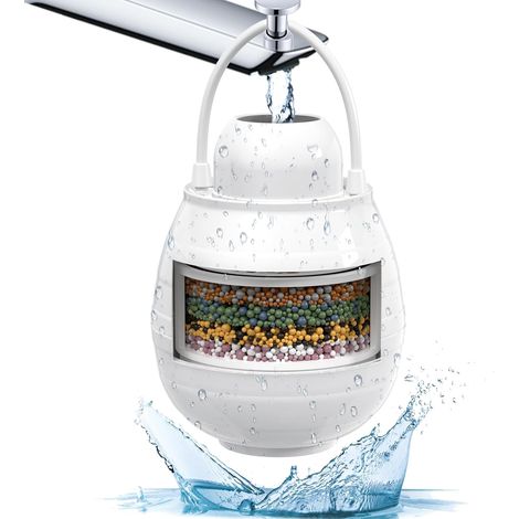 Filtro per l'acqua del rubinetto della vasca da bagno con troppo pieno, rimuove inquinanti, cloro e fluoro, addolcisce l'acqua dura e migliora la salute della pelle.