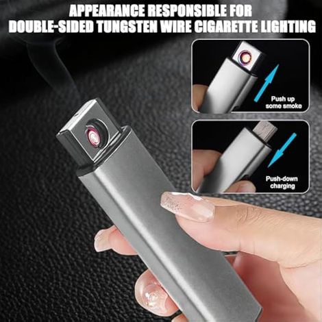 Lot de 4 briquets tempête électroniques, coupe-vent, briquet électrique sans fil, briquet USB sans flamme, allumage double face, sans flamme (1/3)