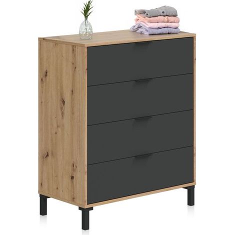 Cómoda Luke Gris Antracita - Roble Nodi (ancho) x 94cm (alto) (1/5)
