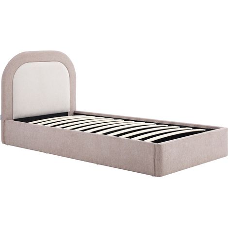 Letto contenitore 90 x 190 cm Tessuto Talpa e Beige - IDONO (1/4)