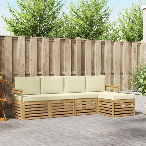 vidaXL Outdoor-Sofagarnitur 5 pcs Weiß und Creme 249 x 122,5 x 73 cm (1/5)