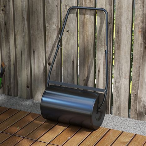 DURHAND Gartenwalze, Rasenstampfer aus Stahl, 38 l Fassungsvermögen, befüllbar mit Wasser oder Sand, Walzengröße Ø 50 x 32 cm, abnehmbarer Griff