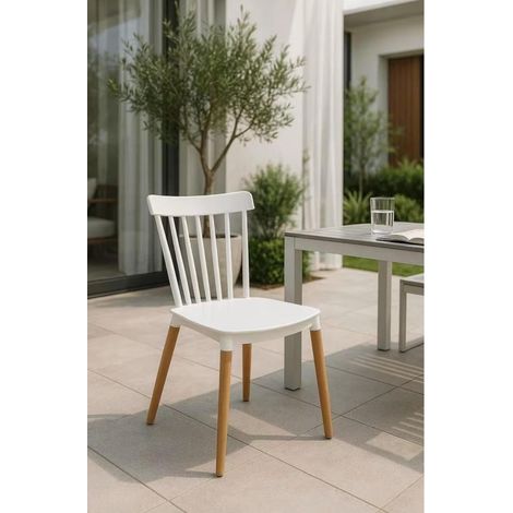 ORION91oficial® - Silla ALCIONE Blanco Asiento Polipropileno y Patas Haya (83x48x52,5 cm) Estilo Escandinavo, Comedor, Hostelería, Oficina, Salón, Teletrabajo, Cocina - spaziOrion91 - Pack x2 (1/5)