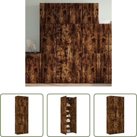 Buffet bois - Buffet haut chêne fumé 80x42,5x249 cm bois d'ingénierie (1/5)