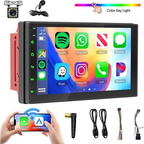 Autoradio 2 DIN 7 pouces avec Apple CarPlay, Android Auto et Bluetooth tactile - MIC 12CAM