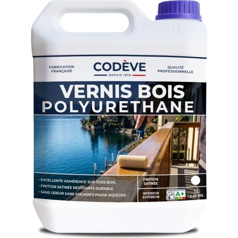 Codève Bois – Vernis pour bois extérieur 5 L – Haute protection contre rayures et éraflures – Film transparent ininflammable – Application facile (1/5)