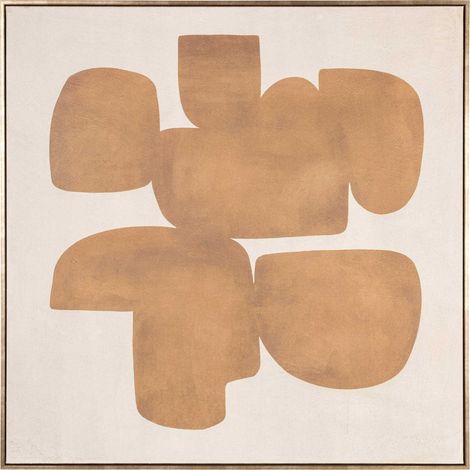 Toile abstraite dorée élégante pour décoration murale moderne - doré abstrait sur fond beige (1/5)