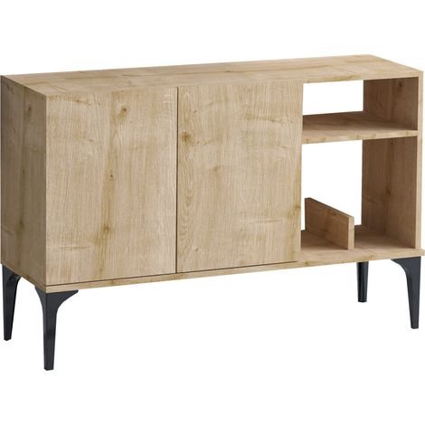 Holzanrichte "Oscar" - 120 x 40 x 80 cm - Eiche Saphir Schwarz