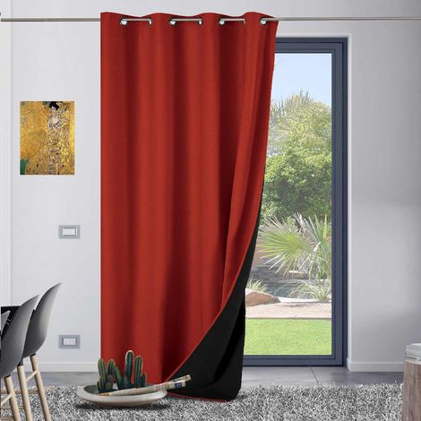 Rideau anti-froid doublé polaire Orange Foncé 140x260 cm (1/3)