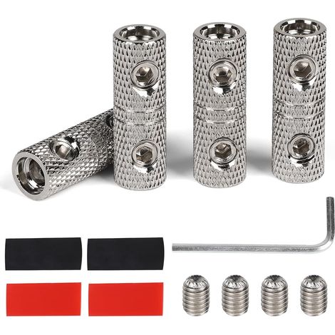 4 Pcs Connecteurs Bout à Bout 10mm² avec 4 Gaine Thermorétractables, Audio de voiture Cosses Electriques à Sertir, 8 AWG Connecteur à Sertir de Câble de Batterie, Laiton Cosses de Câble à Bout (1/5)