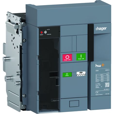 Disjoncteur Ouvert HW1 66kA 1000A 3P Débrochable pour TU sentinel Energy - HAGER HW1E310DE