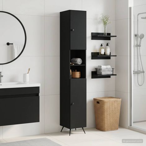 vidaXL Armario de Baño con Estante Abierto BREDA Negro (1/5)