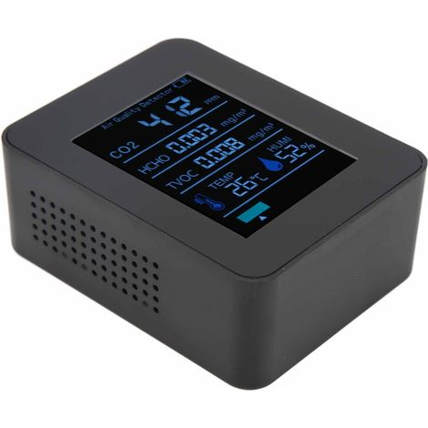 Moniteur de qualité de l'air Bluetooth ZNAZ2CO3TB, moniteur multifonctionnel 5 en 1 de dioxyde de carbone, température et humidité, convient pour le bureau/la maison (noir) (1/5)