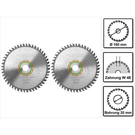 Festool – Lame de scie circulaire 160mm – Alésage 20mm – Denture fine 48 dents – Pour bois dur et panneaux revêtus – Lot de 2 - HW 160 X (1/5)