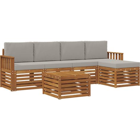 Conjunto de sofás de exterior 6 pcs Gris Natural y Claro vidaXL