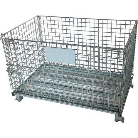 qteck faltbare Gitterbox 1200x800x800mm stapelbar und fahrbar