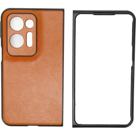 Faltbare Hülle für Oppo Find N2, modisches Streifenmuster, braun, perfekte Passform, komfortabel und praktisch (1/5)