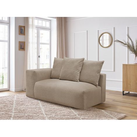 BOBOCHIC - Chauffeuse 2 places avec accoudoir pour canapé modulable VOLTAIRE tissu chiné Angle gauche Taupe (1/5)