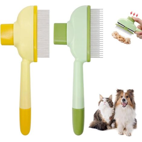 Peigne anti-puces pour chiens et chats, brosse d'épilation, peigne d'épilation pour animaux, peigne d'épilation en acier inoxydable à dents longues et courtes. (1/4)