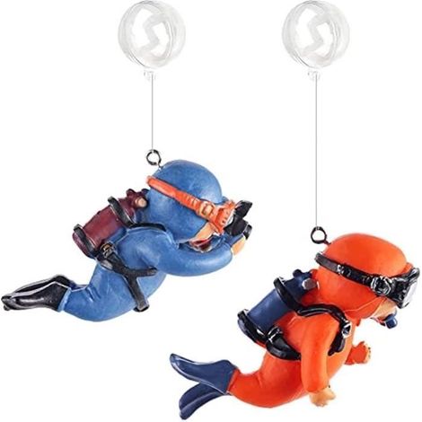 2 Pièces Plongeur Aquarium Decoration, Statue De Plongeur En Résine, Ornement D'aquarium Pour Aquariums (1/4)