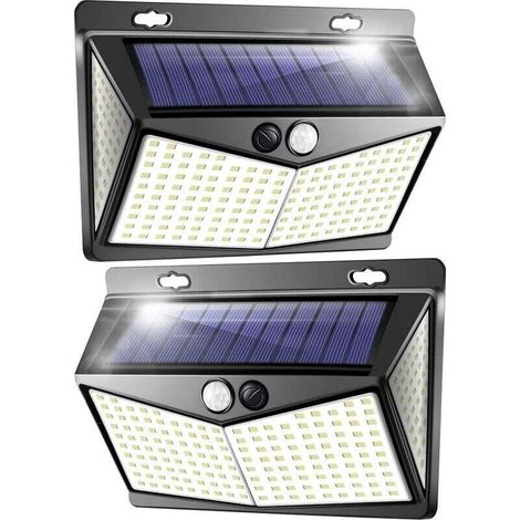 Lampes solaires extérieures, projecteurs LED extérieurs avec détecteurs de mouvement, appliques murales de jardin - paquet de 2 (1/5)