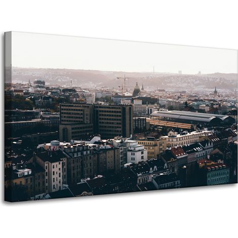 Leinwandgemälde Architektur Stadtansicht 100x60 Vogelperspektive