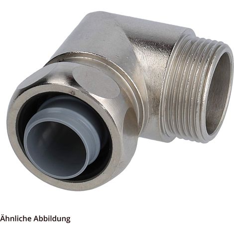 FLEXA USW-P Metallverschraubung 90 Grad Winkel Gewinde PG13,5x1,41 für Schlauch-Außendurchmesser 19,0mm für Schlauch-Innendurchmesser 15,0mm - 1 Stück (1/3)