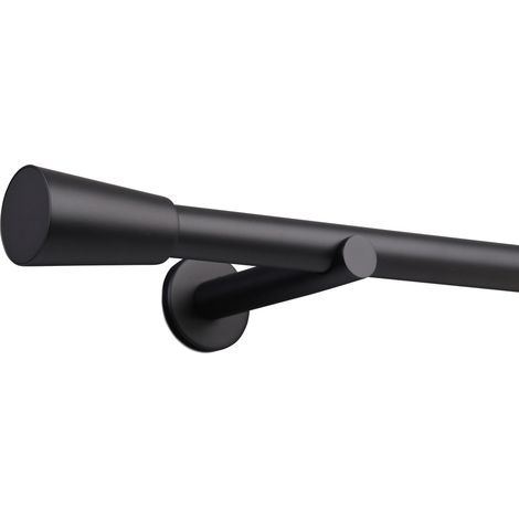 Gardinenstange auf Maß 25mm 1-läufig Schwarz mit Kegel - Serie Style 300cm